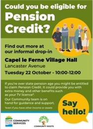 Pension Credits Drop In 22nd October Capel Le Ferne